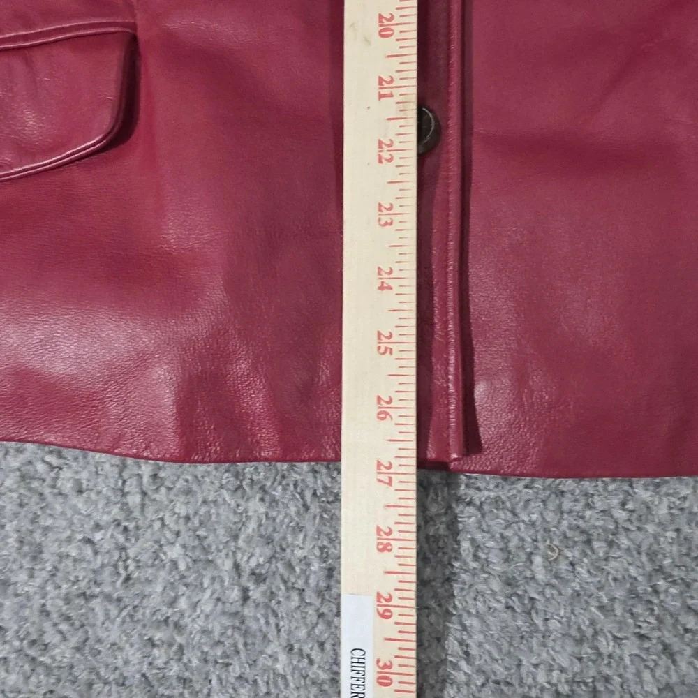 Terry Lewis‎ Leather Blazer Womens 2X Petite Red Sophisticated Rockabilly Preppy - Picture 6 of 8
